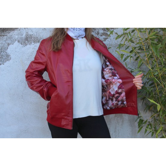 Bomber Jacket Zipped Red 